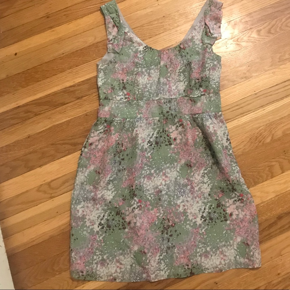 Silk JCrew Watercolor Print Dress